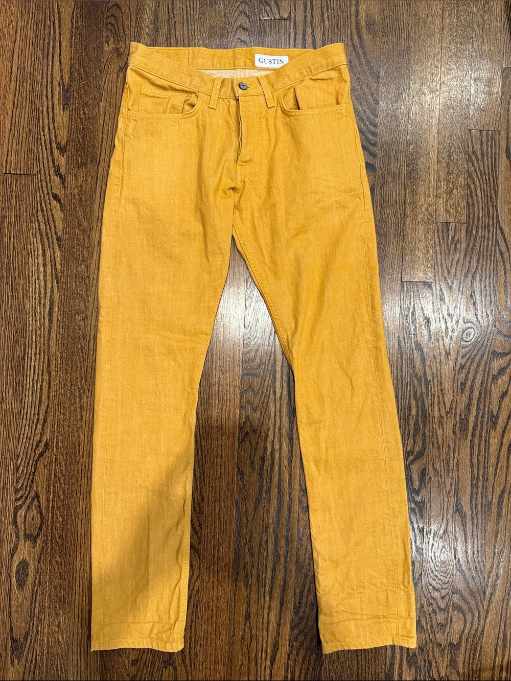 Gustin Men's Golden Yellow Slim Straight Jeans